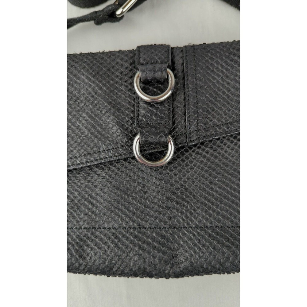 L.A.M.B By Gwen Stefani Black Leather Snake Print Crossbody Bag Voodoo Sash Saks - Picture 4 of 13